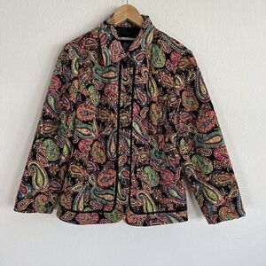 Requirements Vintage 90s Women Size M Black & Paisley Jacket Quilted Puffer NWOT